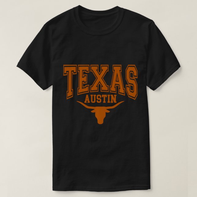 Texas TX American Longhorn United States Font Pull T-Shirt (Design Front)