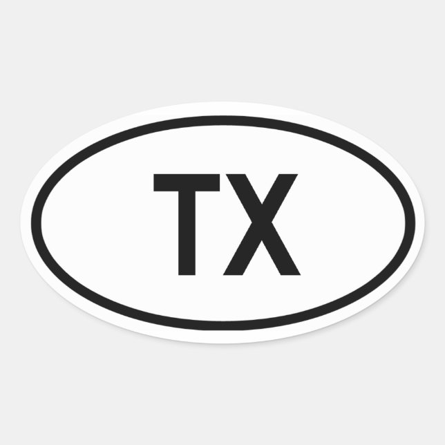 Texas "TX" Oval Sticker (Front)