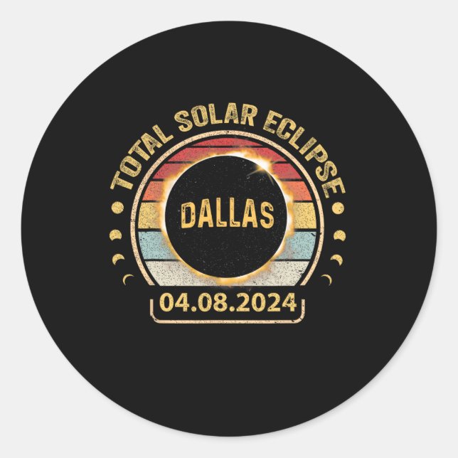 Texas Tx Tee Total Solar Eclipse Party 2024 Totali Classic Round Sticker (Front)