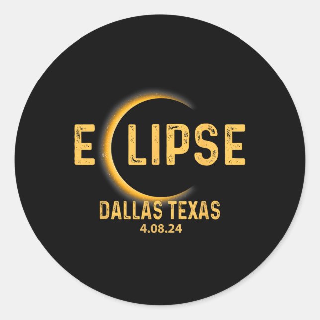 Texas Tx Tee Total Solar Eclipse Party 2024 Totali Classic Round Sticker (Front)
