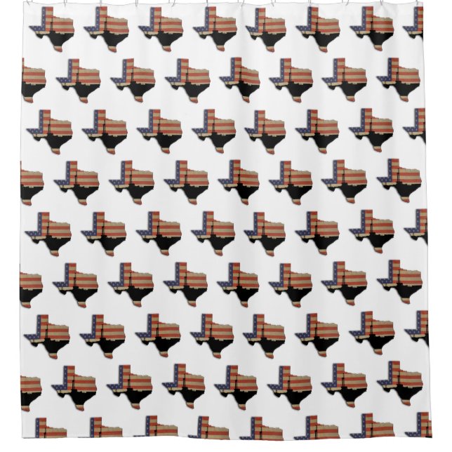 Texas US Flag and Crude Oil Drilling Rig Shower Curtain (Front)