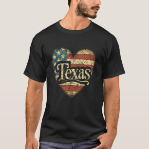 Texas - USA American Flag 4th of July - Heart Vint T-Shirt