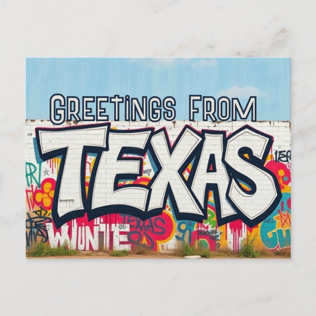 Texas USA graffiti style greeting Postcard (Front)