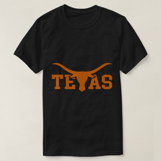 Texas USA Longhorn Bull American Font T-Shirt (Design Front)