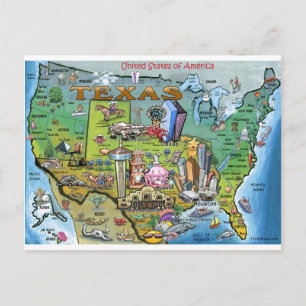 Texas USA Map Postcard