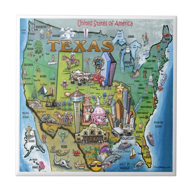 Texas USA Map Tile (Front)