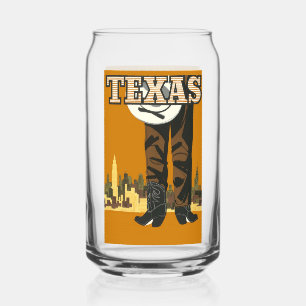 Texas USA Vintage Travel Can Glass