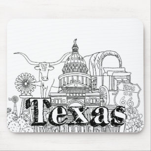 Texas Vacation Art Drawing Vacation Art Travelling Mouse Pad