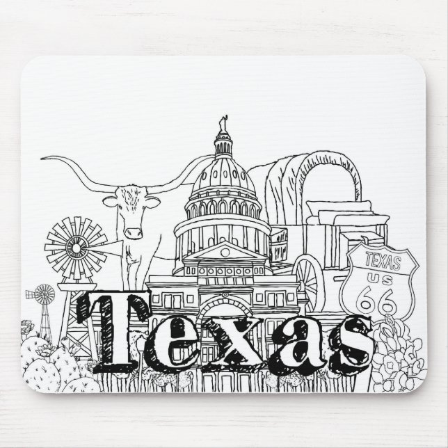 Texas Vacation Art Drawing Vacation Art Travelling Mouse Pad (Front)