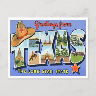 Texas Vintage Big Letters Postcard