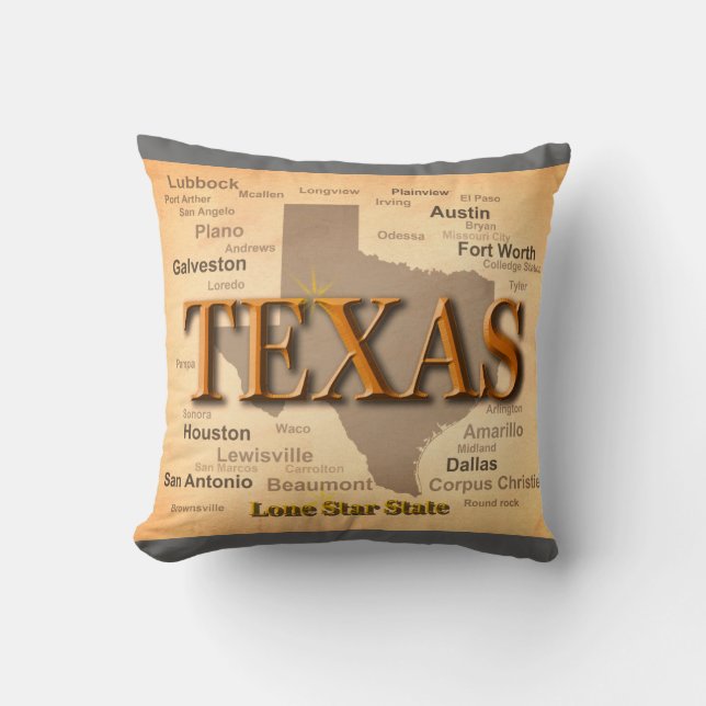 Texas Vintage Map Cushion (Front)