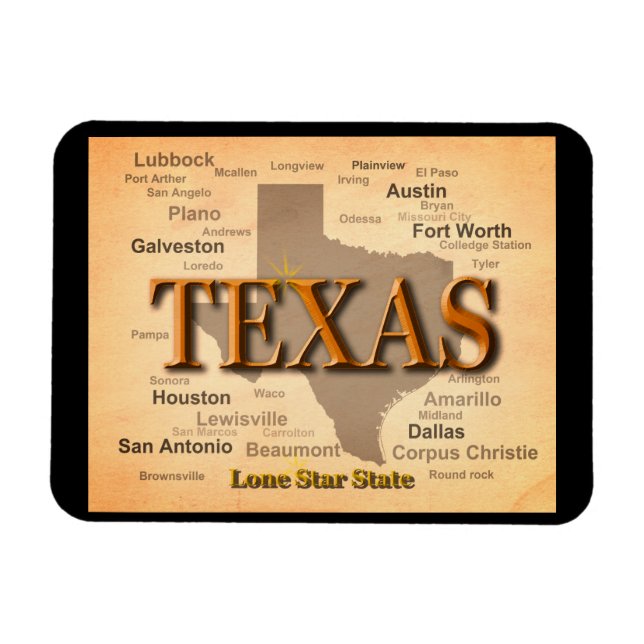Texas Vintage Map Magnet (Horizontal)