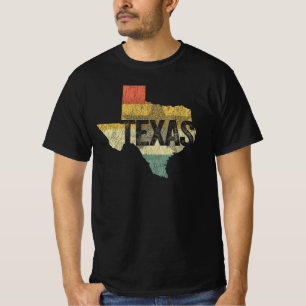 Texas Vintage Retro Sunset Distressed Map T-Shirt