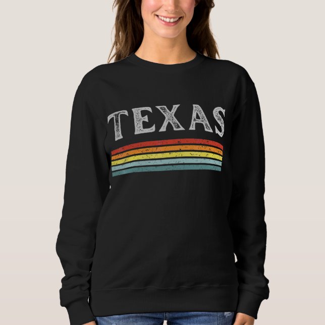 Texas Vintage Sunset Retro Distressed Sweatshirt (Front)