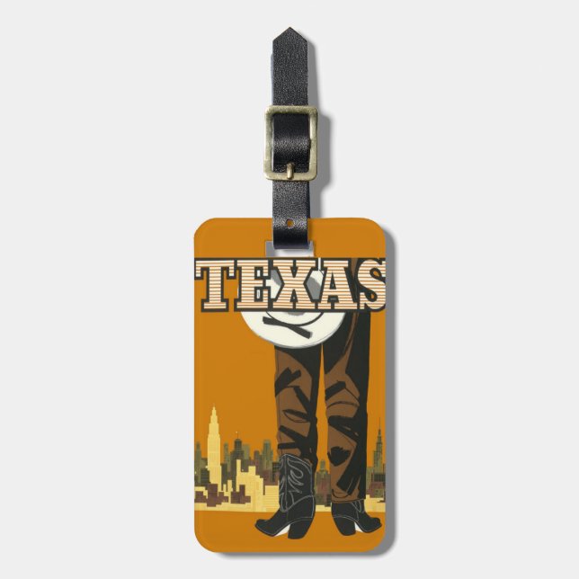 Texas Vintage Travel custom luggage tag (Front Vertical)