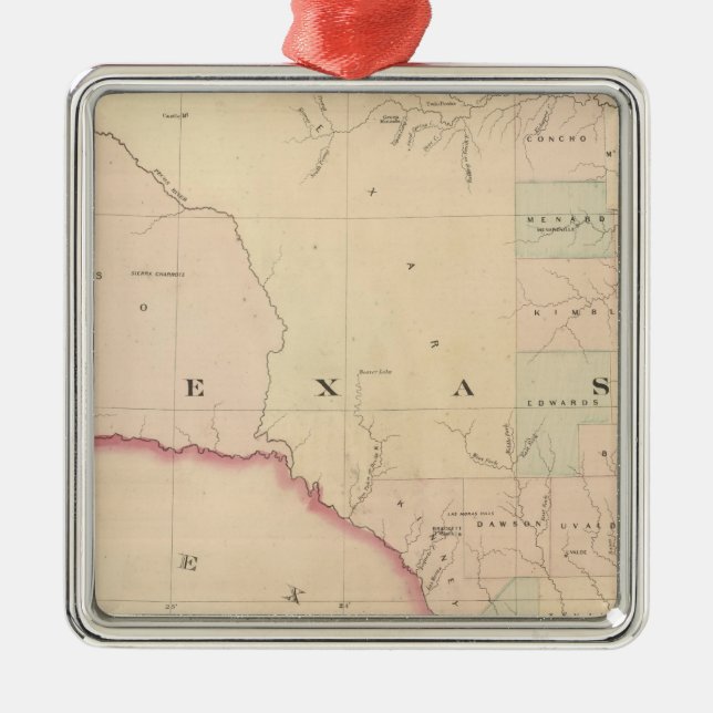 Texas, Western Portion Metal Tree Decoration (Front)