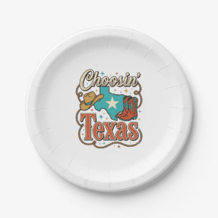 Texas Western Vintage Cowgirl Graphic T-Shirt Desi Paper Plate