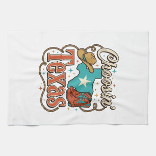 Texas Western Vintage Cowgirl Graphic T-Shirt Desi Tea Towel