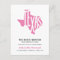 TEXAS  We've moved New address New Home Postcard