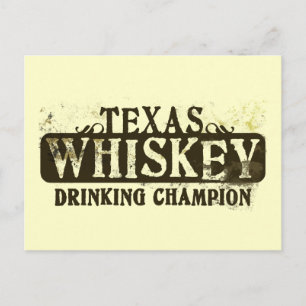 Texas Whiskey Drinking Champion Postcard