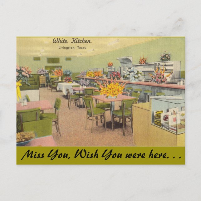Texas, White Kitchen, Livingston Postcard (Front)