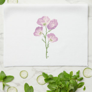 Texas Wild Flower Buttercup, pink flower Tea Towel