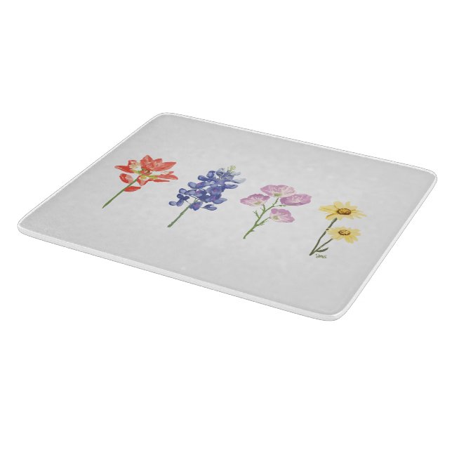 Texas Wild Flowers - Indian Paintbrush, Bluebonnet Cutting Board (Corner)