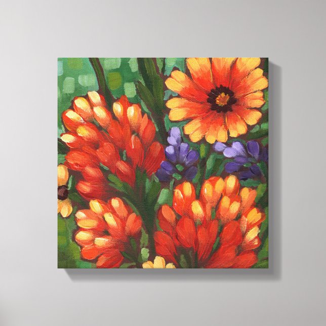 "Texas Wildflowers-Indian Paintbrush" Canvas Print (Front)