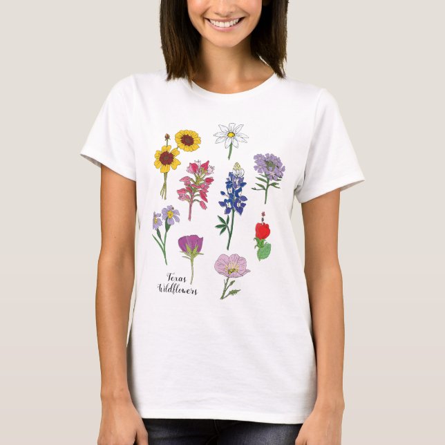 Texas Wildflowers  T-Shirt (Front)