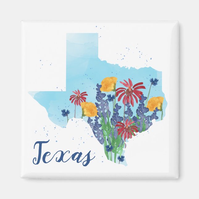 Texas Wildflowers Watercolor Magnet (Front)