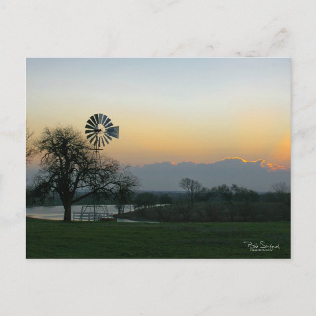 TEXAS windmill at sunset Postcard (Front)
