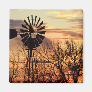 Texas windmill sunset magnet