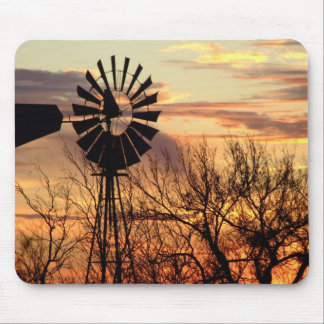 Texas windmill sunset mouse pad