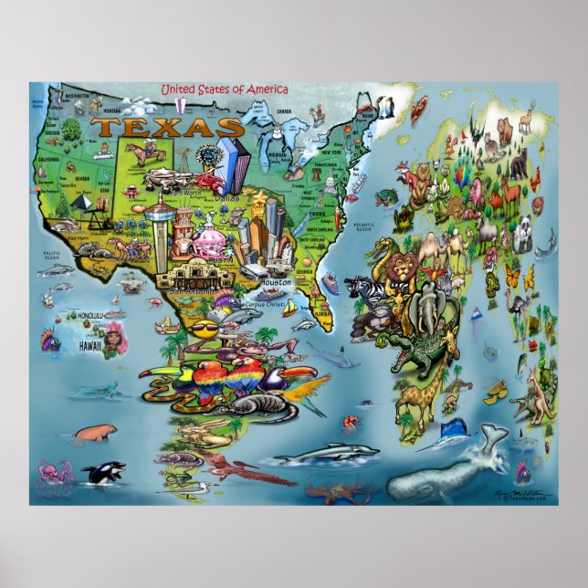 Texas World Map Poster (Front)