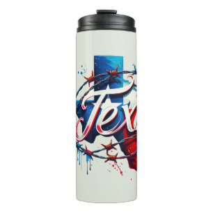 Texas Wrapped in Barbed Wire Thermal Tumbler