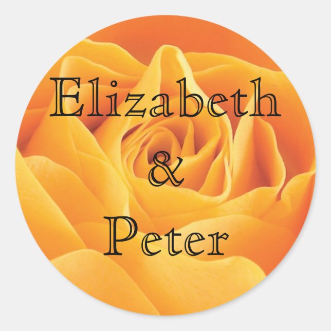 Texas Yellow Rose Personalised Wedding Classic Round Sticker (Front)