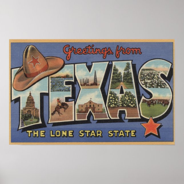 TexasGreetings From The Lone Star State Poster (Front)