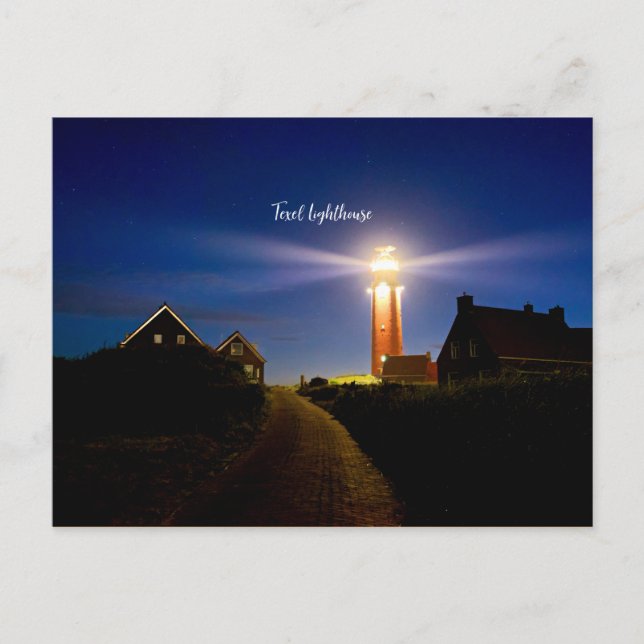 Texel Lighthouse, nighttime photograph Postcard (Front)
