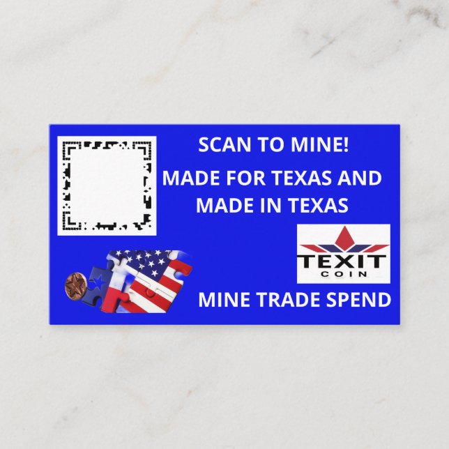 TeXit Coin Cobalt Blue QR Code Business Card (Front)