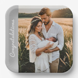 text and photo custom personalized party photo paper plate