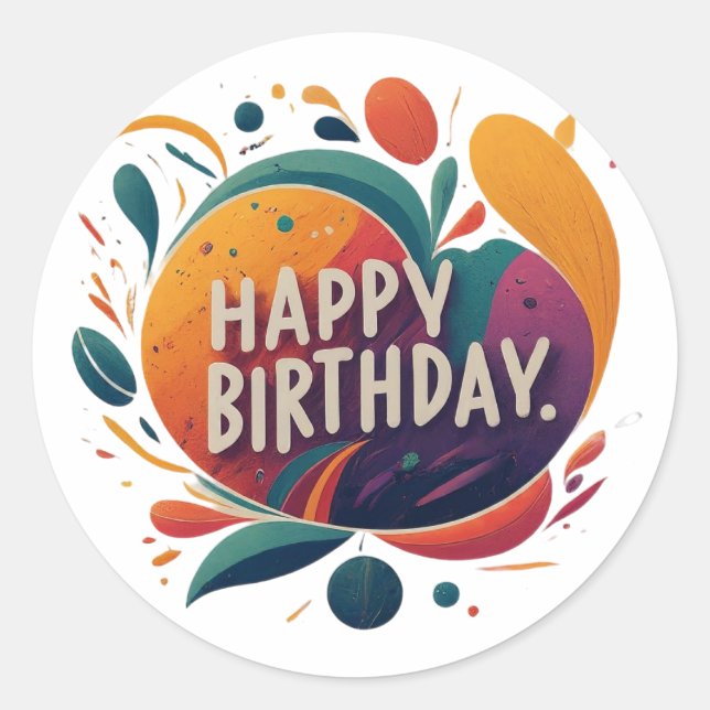 Text and Picture Design Classic Round Sticker (Front)