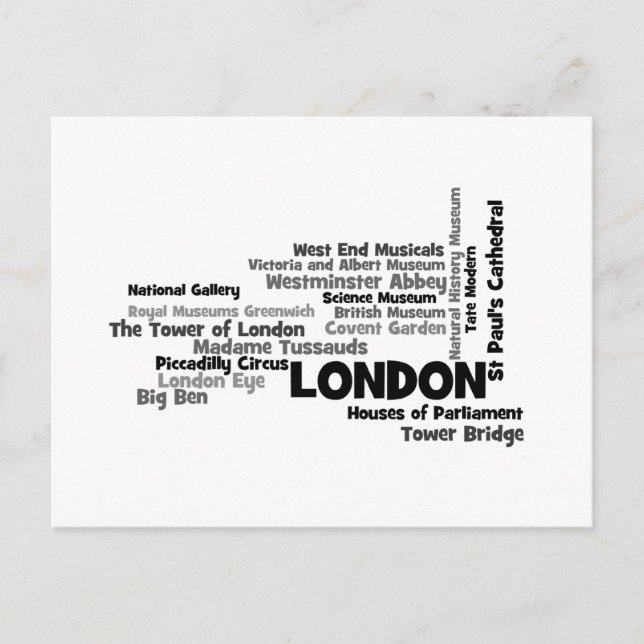 Text Art "London" Postcard (Front)