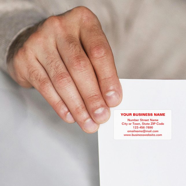 Text Based Business Brand in Red on Address Label (Address label with your business brand in red plain text)