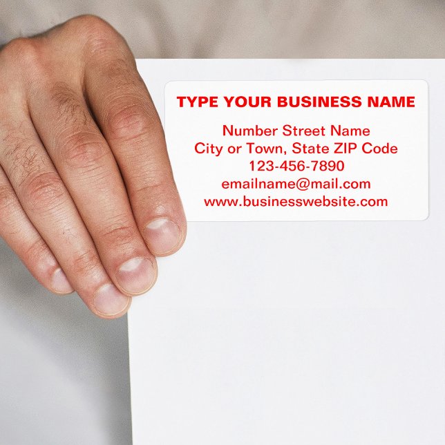 Text Based Business Brand in Red on Shipping Label (Shipping label with your business brand in red plain text)