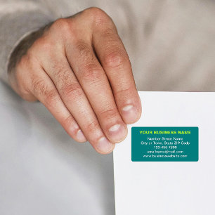 Text Based Business Brand on Teal Green Address Label