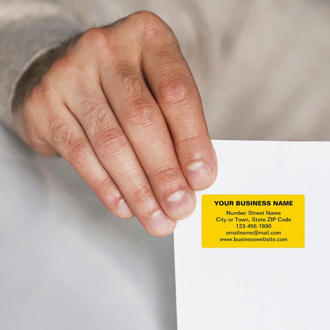 Text Based Business Brand on Yellow Address Label (Yellow address label with your business brand in plain text)