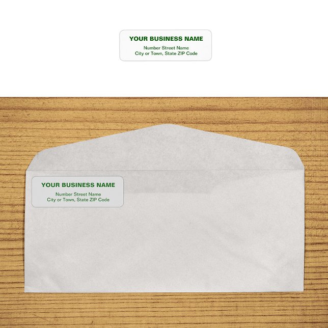 Text Based in Green Business Return Address Label (Business return address label in green plain text)