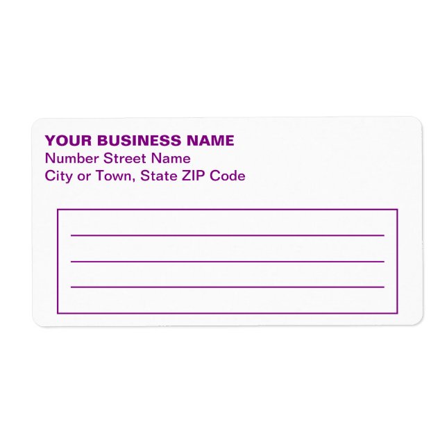 Text Based in Purple Business Shipping Label (Front)