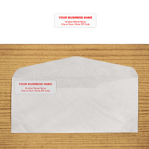 Text Based in Red Business Return Address Label