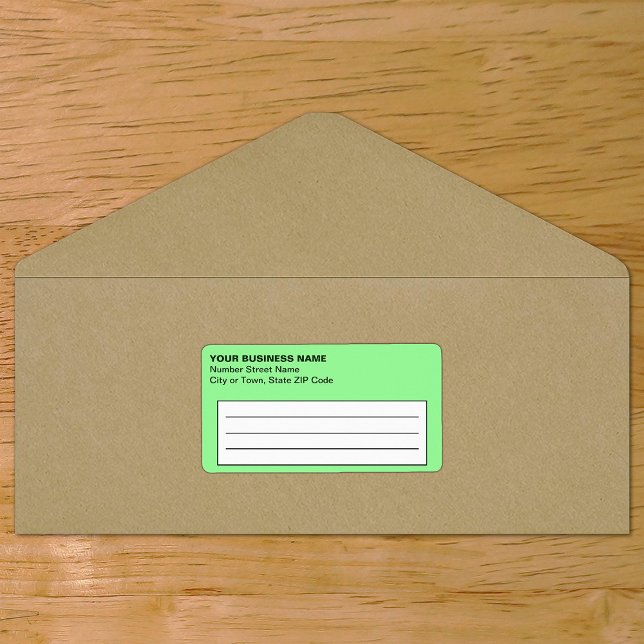 Text Based Light Green Business Shipping Label (Plain text light green business shipping label on envelope)